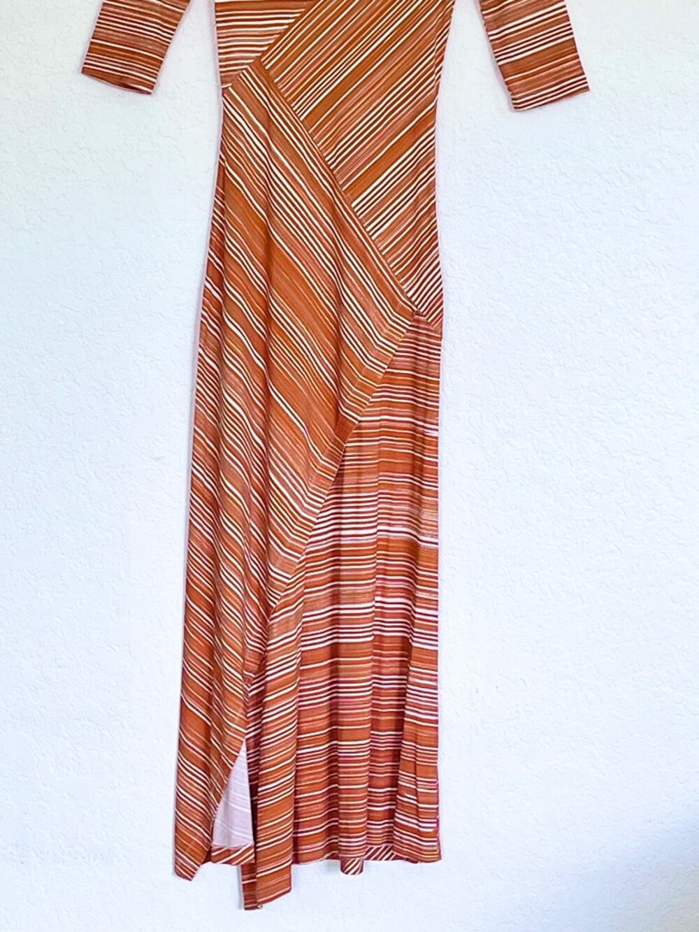 Peruvian Connection Circe 3/4 Sleeve Asymmetrical Maxi Dress Terracotta XS - Picture 3 of 16